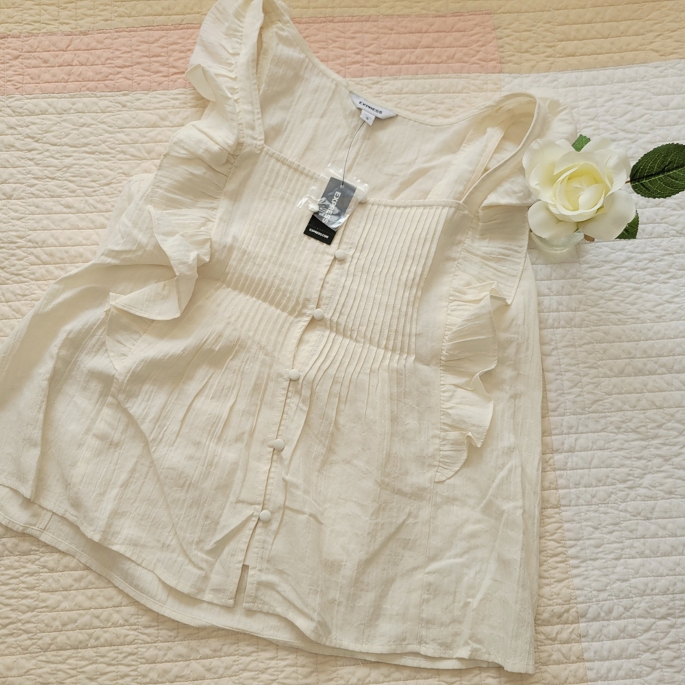 Express Sleeveless Blouse with Ruffles (NWT)